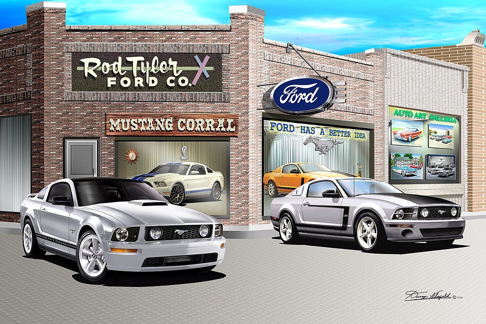 Muscle Cars at Rod Tyler Dealership Mustang Enthusiast Wall Art