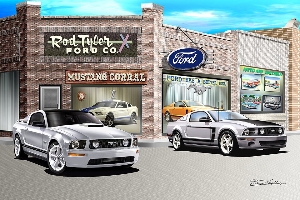 Muscle Cars at Rod Tyler Dealership Mustang Enthusiast Wall Art