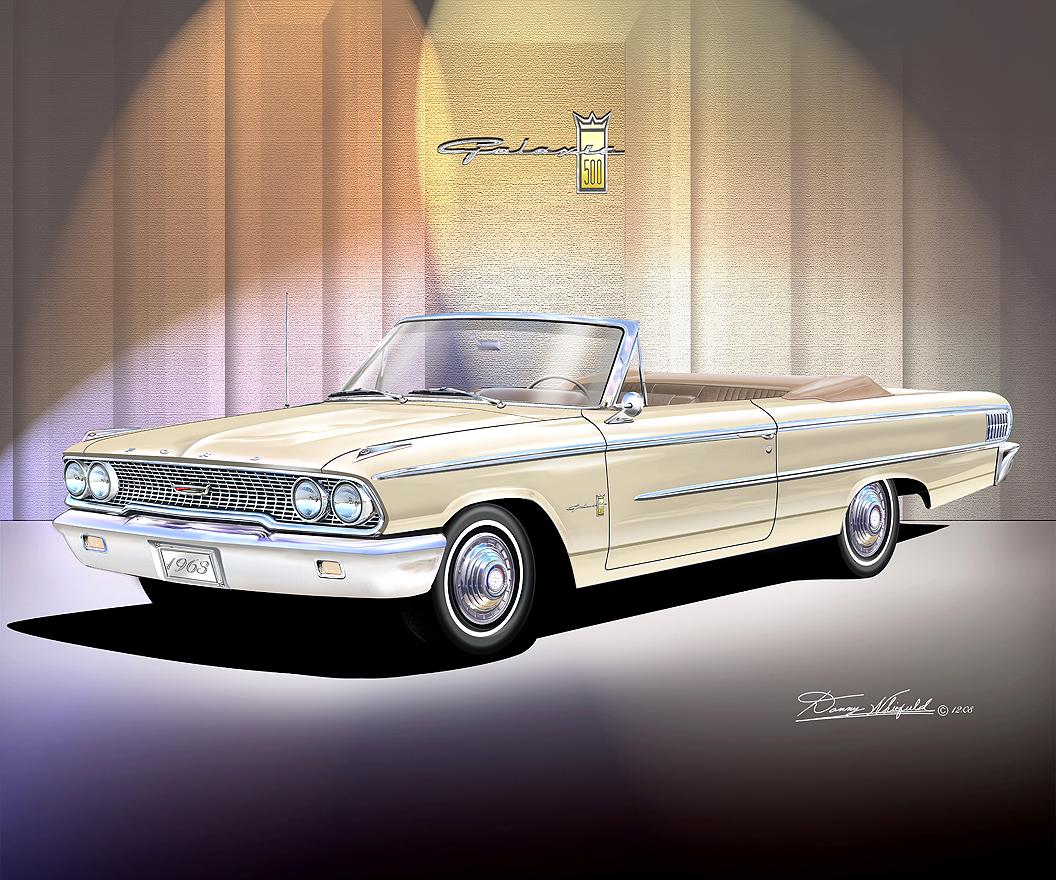 1963 Galaxie 500 Convertible Art Print: Automotive Illustration - Etsy