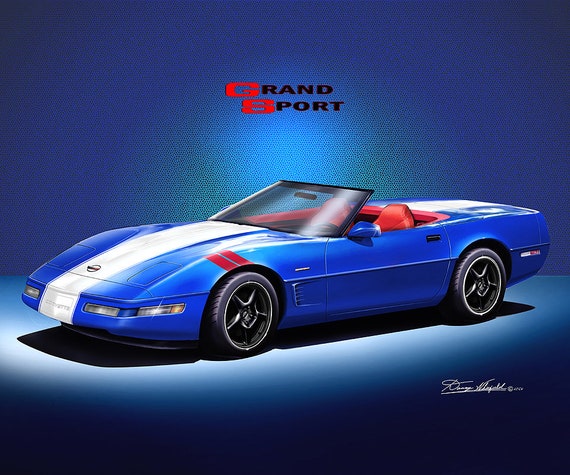 1996 C4 Corvette Grand Sport Art Print: Digital Car Poster Wall