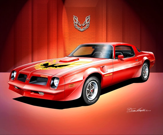 1976 Pontiac Firebird Trans Am Art Print: Vintage Car Poster Comes