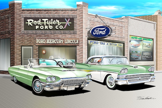 FORD　VintagePoster Rod Tyler Ford Dealership Art Print: Vintage Car Poster Comes in 8