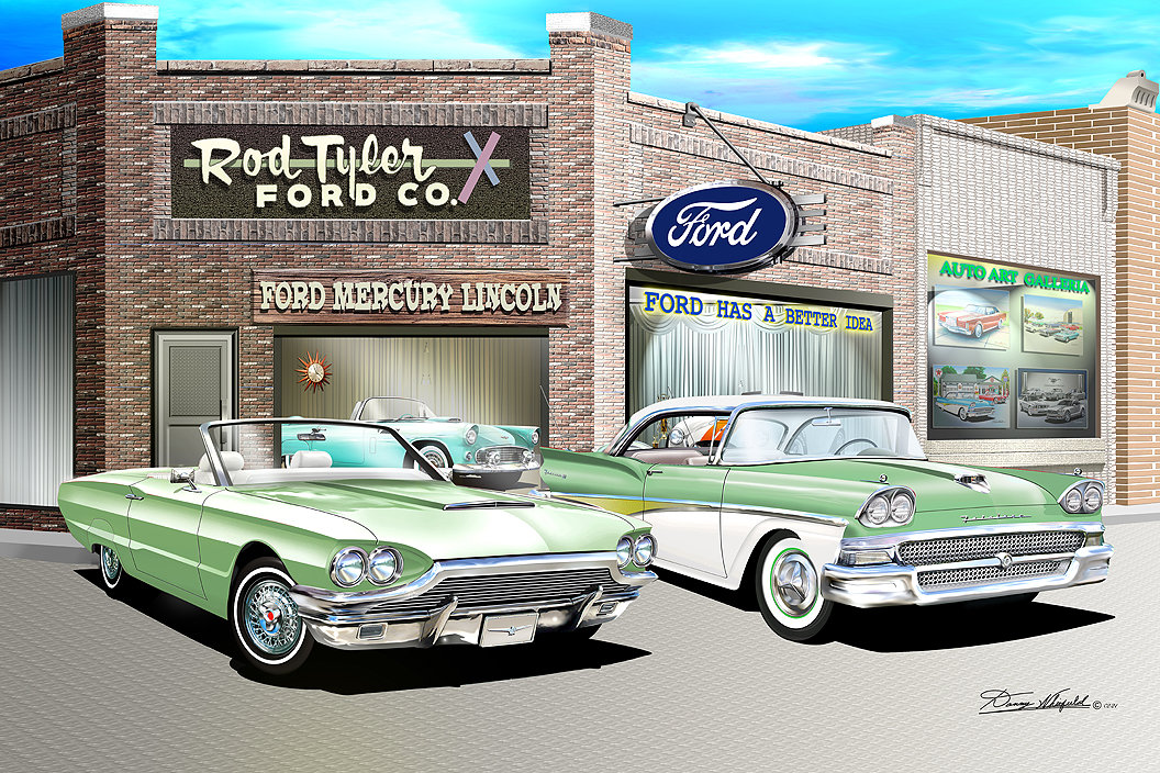 FORD　VintagePoster Rod Tyler Ford Dealership Art Print: Vintage Car Poster Comes in 8