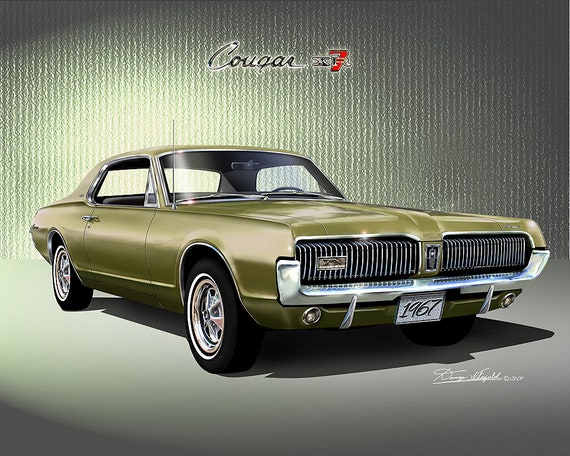 1967 Mercury Cougar Art Print: Vintage Car Poster - Etsy 日本