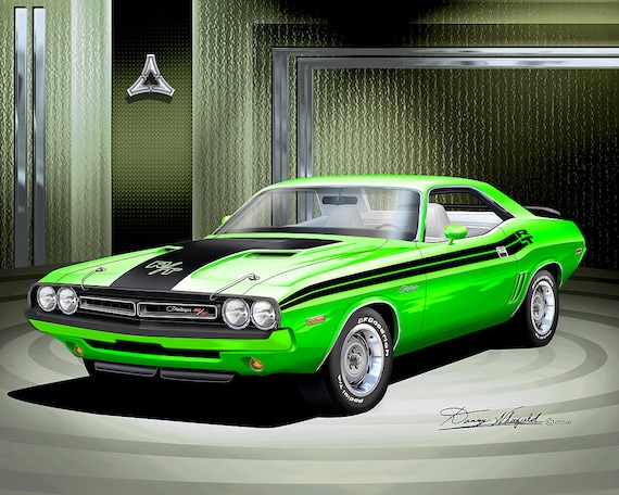 1971 Challenger RT Art Print: Vintage Muscle Car Poster (5-10