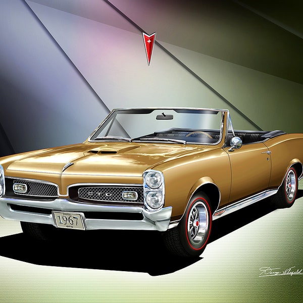 1967 Pontiac GTO Convertible Art Prints By Danny Whitfield | Comes in 8 different exterior color | Car Enthusiast Wall Art