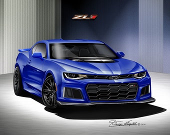 2018 Chevrolet Camaro ZL1 Art Prints By Danny Whitfield  | Comes in 8 different exterior colors| Car Enthusiast Wall Art