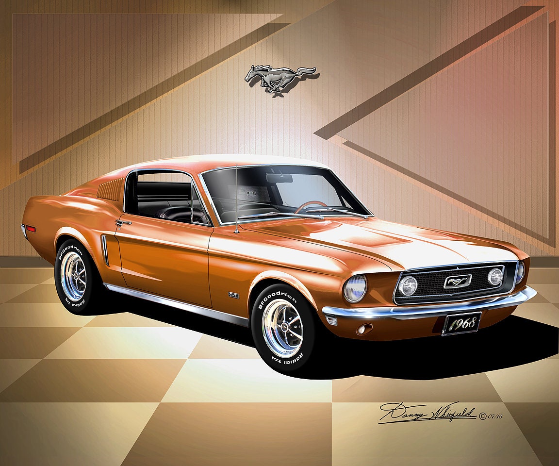 1968 Mustang Fastback Art Print: Automotive Illustration - Etsy