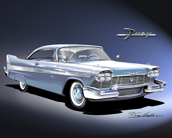 1958 Plymouth Fury Art Print: Vintage Car Poster by Danny