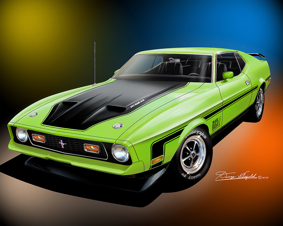1972 Mustang Mach 1 Art Print: Automotive Fine Art Comes in 5 to