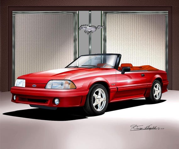 1987-1991 Mustang GT Art Print: Automotive Wall Decor (5-10 Colors