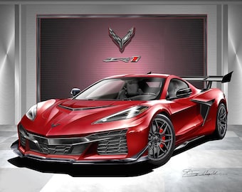 C8 Sports Car ZR1 Art Print: Automotive Wall Art by Danny