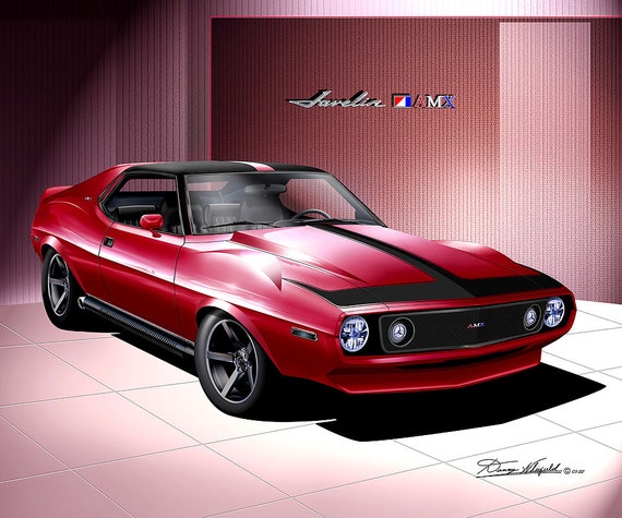 1971 Custom AMC Javelin AMX Art Print: Car Enthusiast Poster by