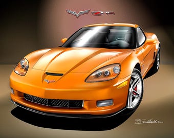 2006 C6 Sports Car Z06 Art Print: Danny Whitfield Automotive Wall
