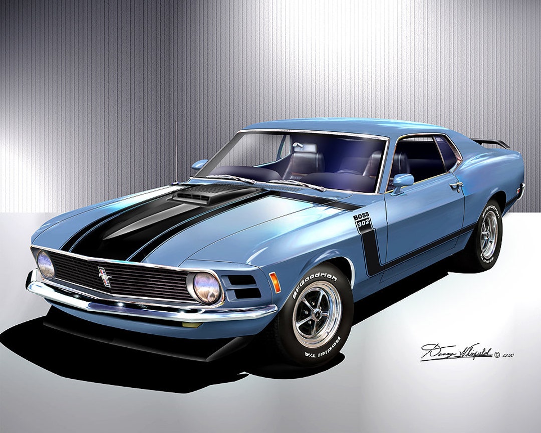 1970 Mustang Boss 302 & 429 Art Prints: Automotive Wall Decor by