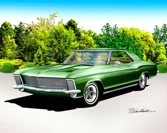 1965 Buick Riviera Art Print: Customized Editions, Car Enthusiast Wall Art
