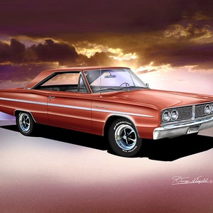 1966 Coronet Art Prints By Danny Whitfield | Comes in 8 different exterior colors | car poster wall art vintage prints