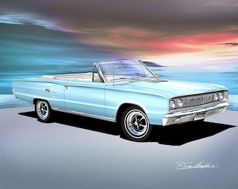 1967 Coronet Convertible Art Print: Car Enthusiast Wall Art DecorComes in 5 to 10 exterior colors