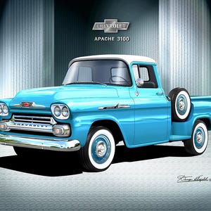 1958 Chevy Apache 3100 Truck Art Prints: Automotive Wall Art by Danny Whitfield Comes in 5 to 10 exterior colors