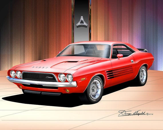 1972-1973 Challenger Art Print: Vintage Muscle Car Poster - Etsy