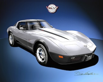 Chevrolet Corvette Art Prints By Danny Whitfield  | 1978 | C3 Corvette Silver Anniversary car Comes in 2 different styles