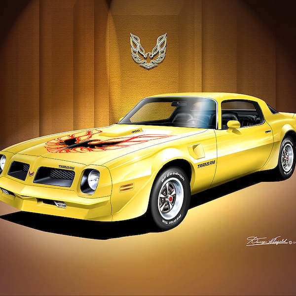 1976 Pontiac Firebird Trans Am Art Prints By Danny Whitfield  | Comes in 10 different exterior color| Car Enthusiast Wall Art