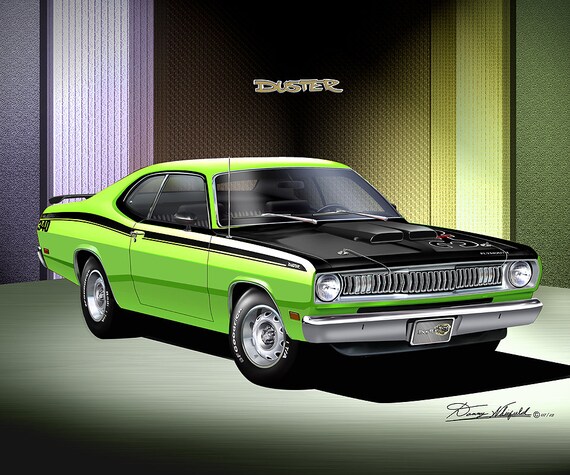 1972 Plymouth Duster Art Print: Vintage Car Poster by Danny