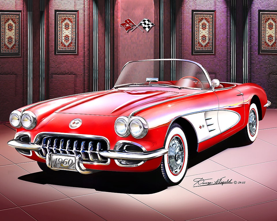 1960 Corvette C1 Convertible Art Print: Car Enthusiast Wall Decor