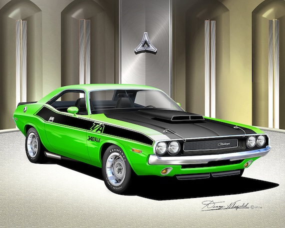 1970 Dodge Challenger T/A Art Print: Vintage Muscle Car Poster (5