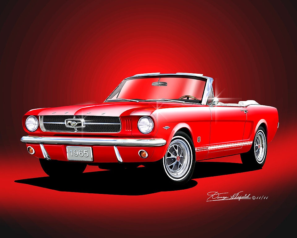 1965 Mustang Convertible Art Print: Automotive Enthusiast Wall