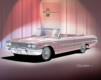 1963 Galaxie 500 XL Convertible Art Print: Automotive Illustration