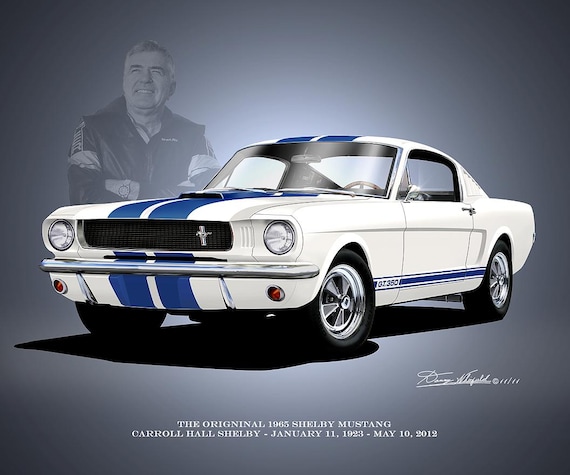 1965 Shelby Mustang GT350 Art Print, Classic Car Poster, Carroll