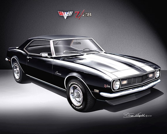 1968 Camaro SS/RS/Z28 Art Print: Car Enthusiast Wall Decor