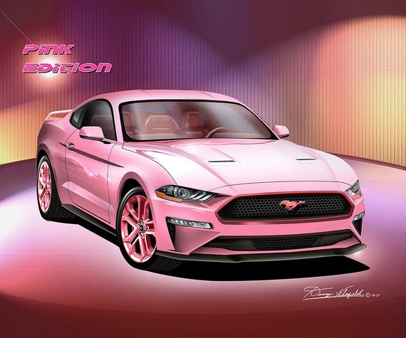 Holiday Gifts Pink Mustang Christmas Art Print Comes in 2 - Etsy Singapore