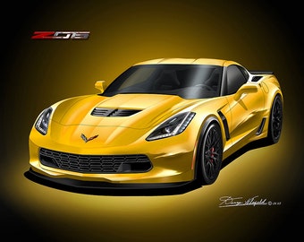 2014-2019 Chevrolet Corvette ZO6 C7 Art Prints By Danny Whitfield  | Comes in 10 different exterior colors