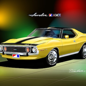 1974 AMC Javelin Art Print: Automotive Wall Art by Danny Whitfield