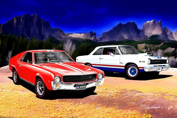 Johnny Lightning Javelin & SC Rambler Art Print: Vintage Car