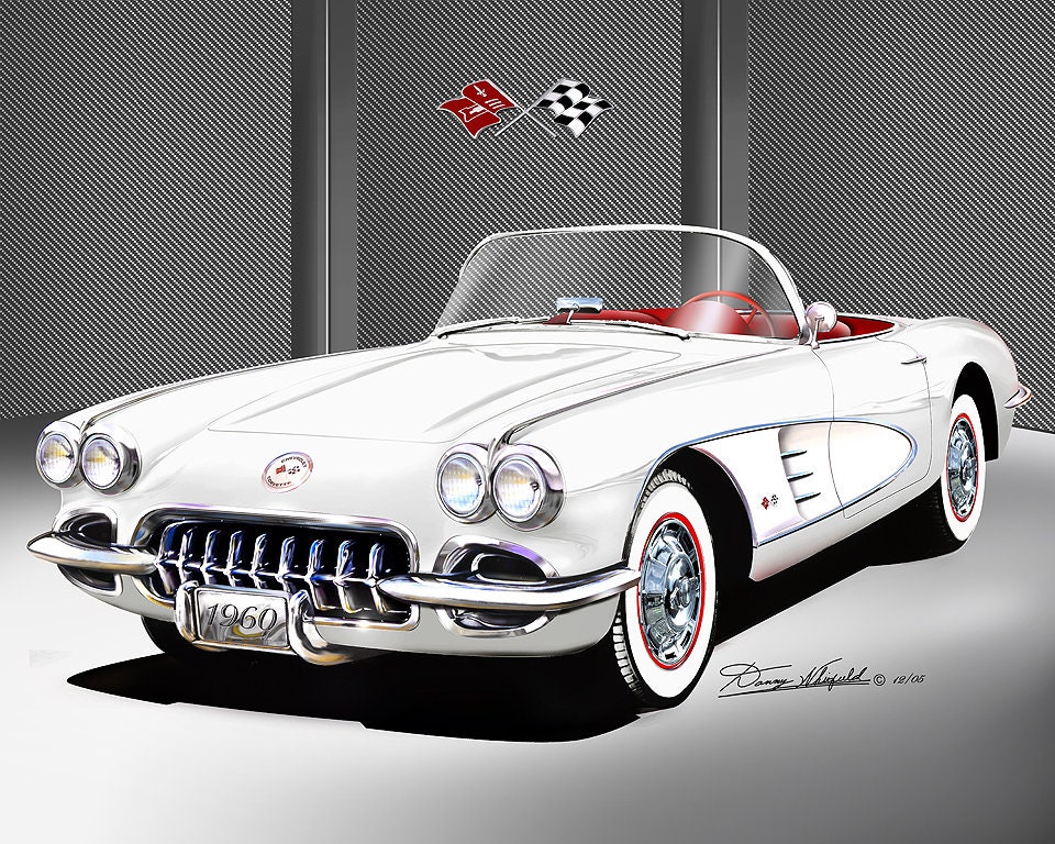 1960 Corvette C1 Convertible Art Print: Car Enthusiast Wall Decor
