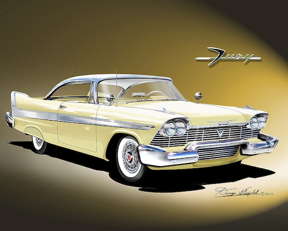 1958 Plymouth Fury Art Print: Vintage Car Poster by Danny