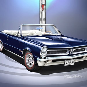 1965 Pontiac GTO Convertible Art Print: Car Enthusiast Wall Decor