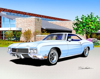 1970 Buick Riviera " Factory Editions" Art Prints By Danny Whitfield - Comes in 10 different exterior colors| Car Enthusiast Wall Art