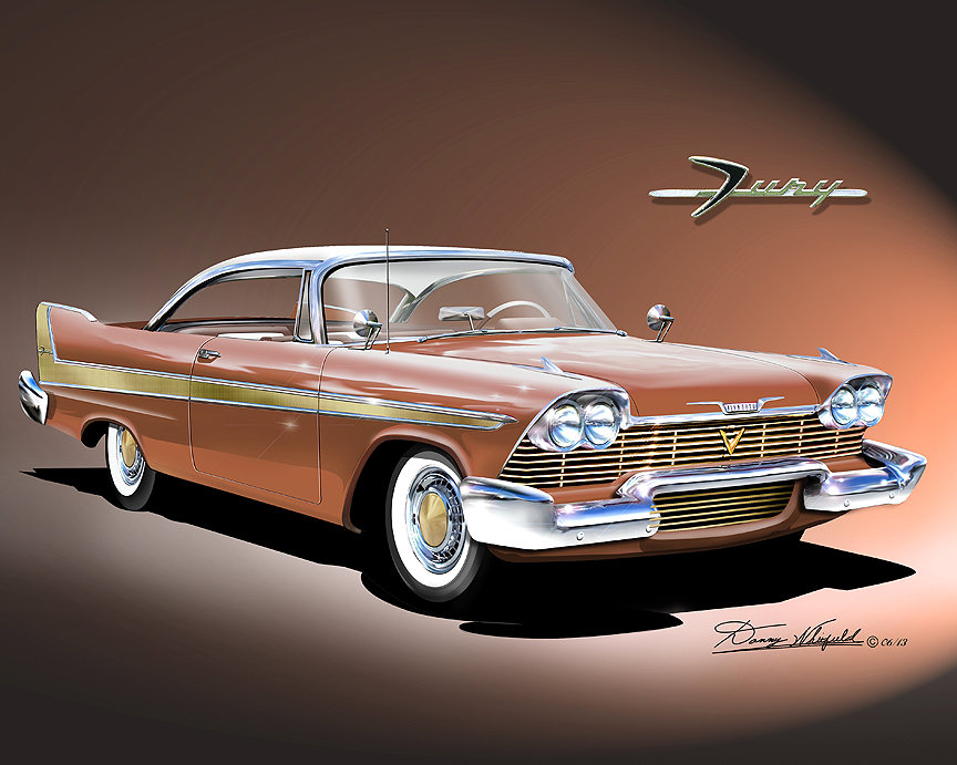 1958 Plymouth Fury Art Print: Vintage Car Poster by Danny