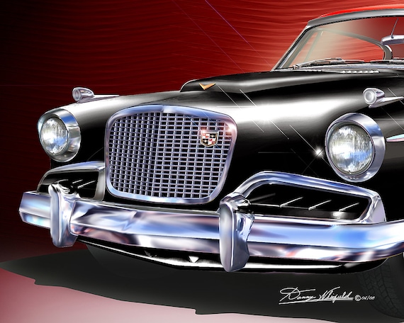 1957 Studebaker Golden Hawk Art Print: Car Enthusiast Wall Decor