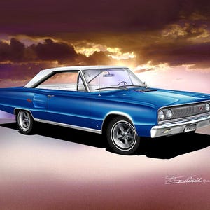 1967 Coronet Art Prints By Danny Whitfield  | Group 2  | Comes in 10 different exterior colors | car poster wall art vintage prints