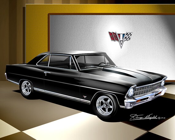 1967 Nova Car Print: Vintage Automotive Wall Art by Danny