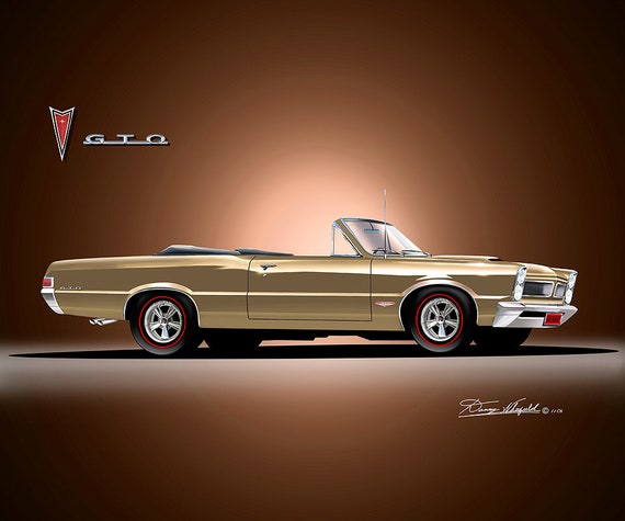 1965 Pontiac GTO Convertible Art Print: Vintage Car Poster by