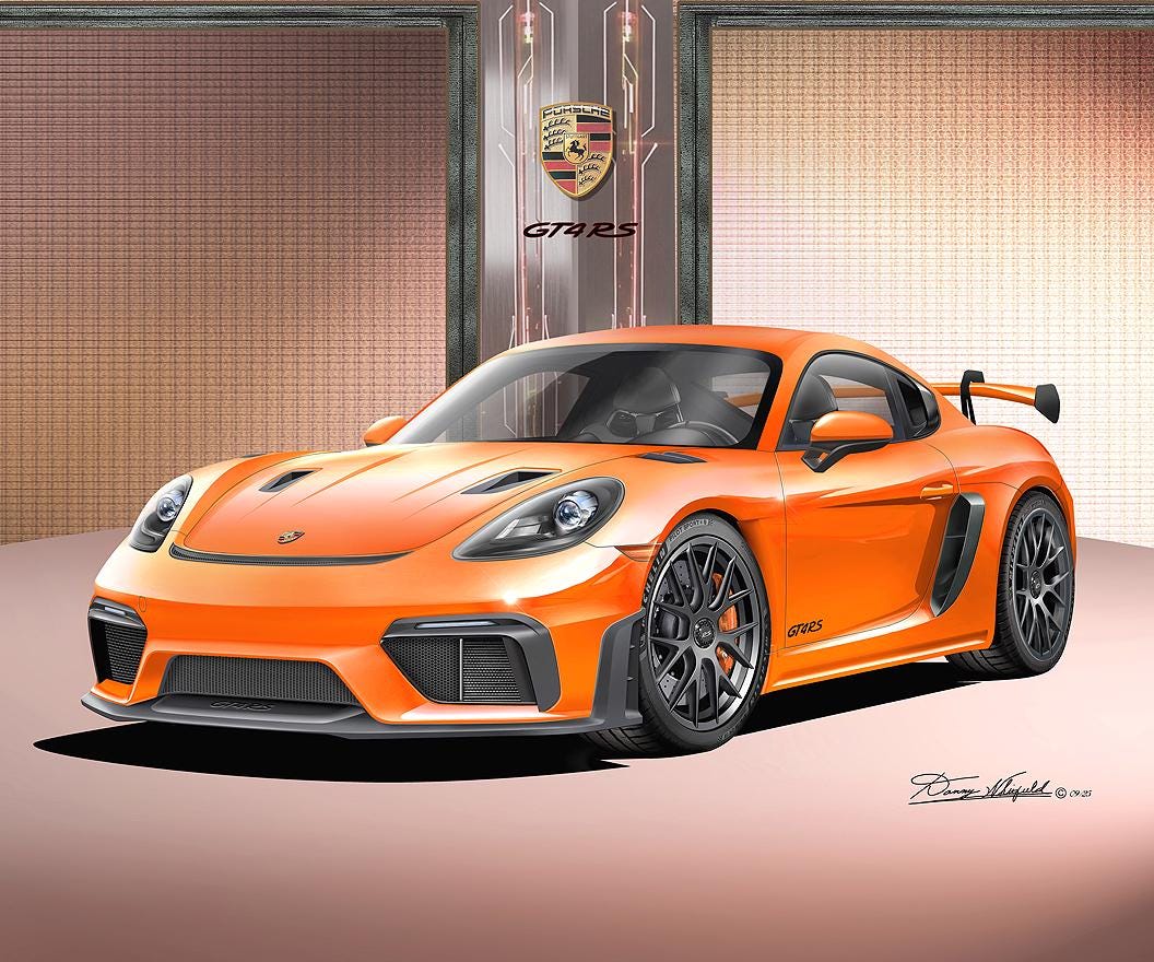 Porsche 718 Cayman GT4 RS Art Print: Automotive Wall Decor (5-10