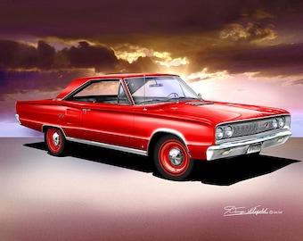 1967 Coronet Art Print: Vintage Car Poster by Danny Whitfield Comes in 5 to 10 exterior colors