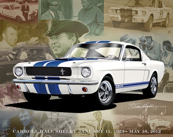 1965 Shelby Mustang GT350 Art Print, Classic Car Poster, Carroll