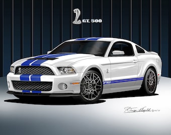 2011-2012 Mustang Shelby Art Prints By Danny Whitfield | Comes in 8 different exterior color | Mustang Enthusiast Wall Art